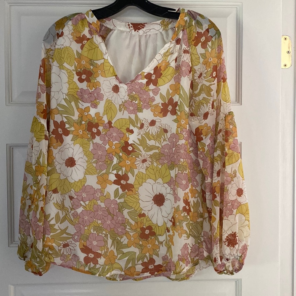 Colorful Top with Bell Sleeves.